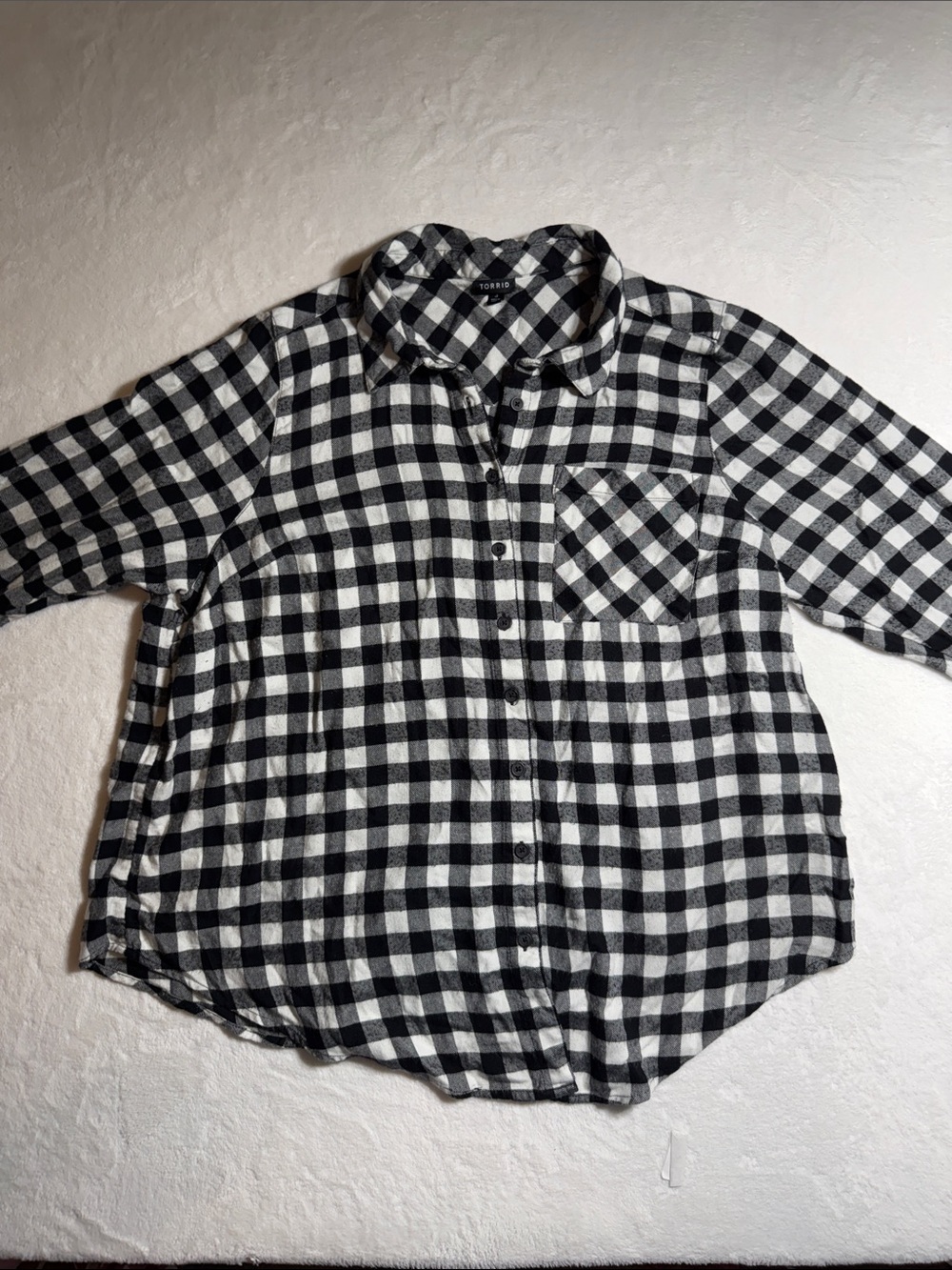 torrid Black & White Checked Button-Down Shirt